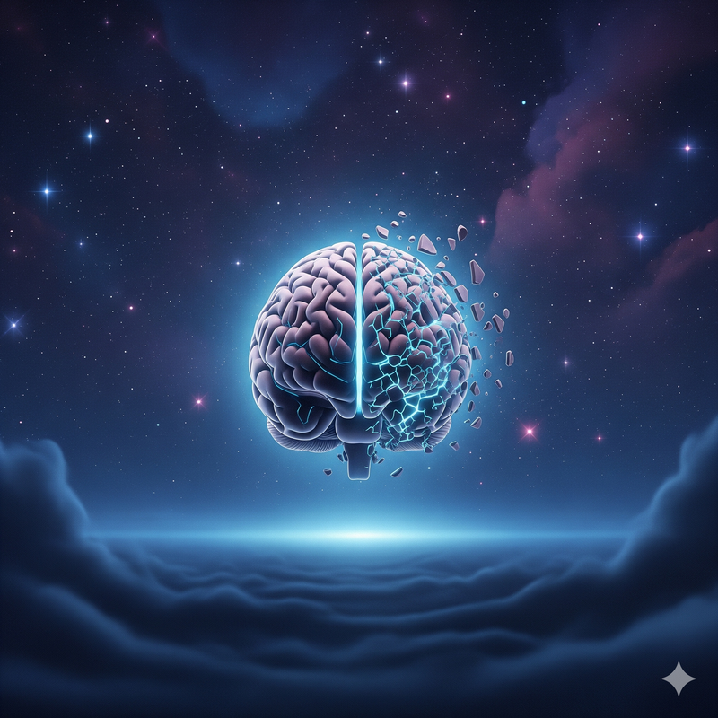 Esta imagen conceptual representa el daño mental y la fragmentación cognitiva que provoca la falta de sueño.