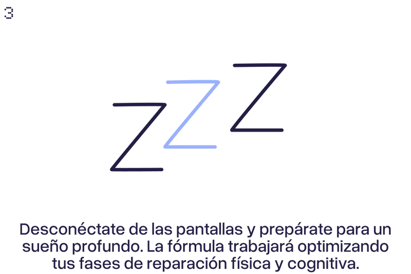 Símbolo gráfico de Zzz representando la fase de sueño profundo y desconexión digital.
